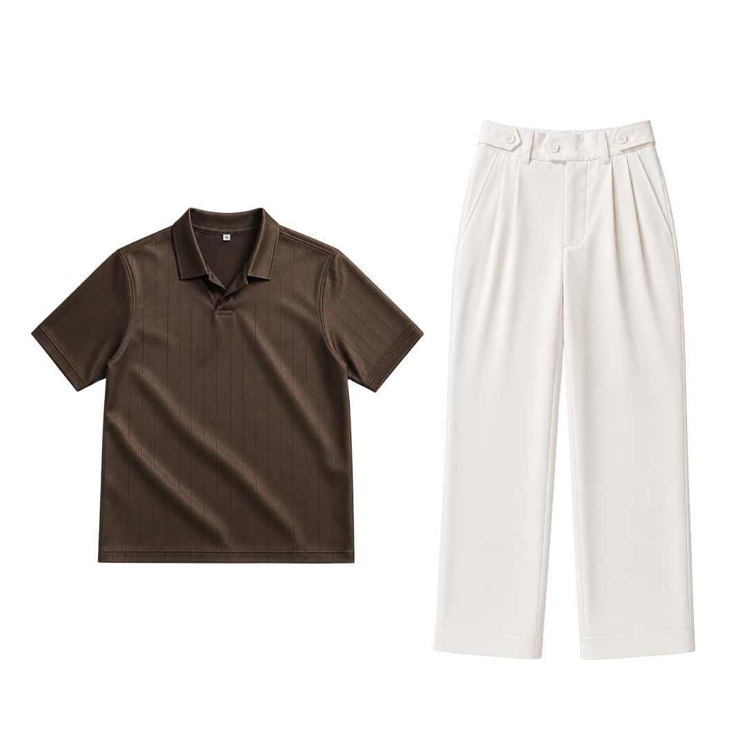 Brown Drop Needle & Korean Trouser