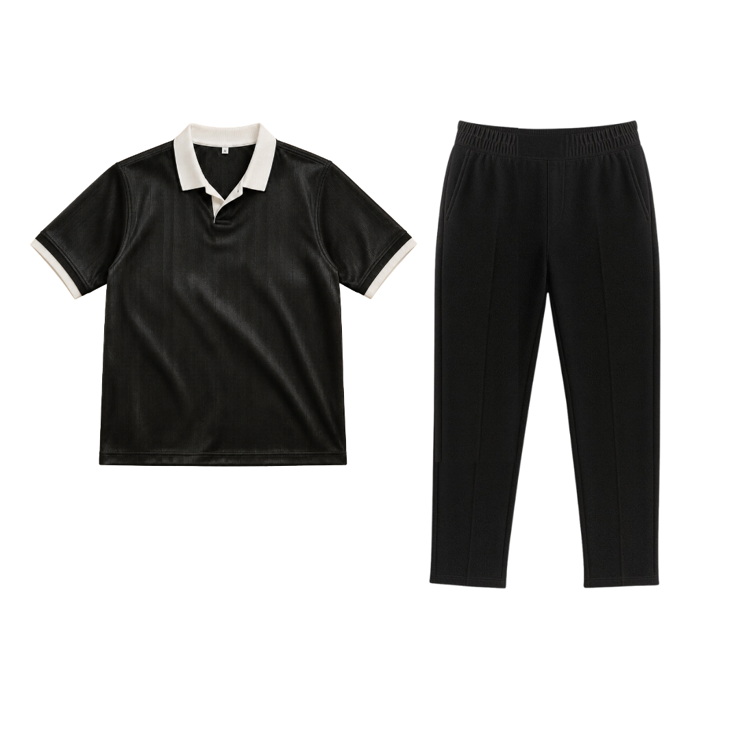 Black Drop Needle with Black Scuba Trouser