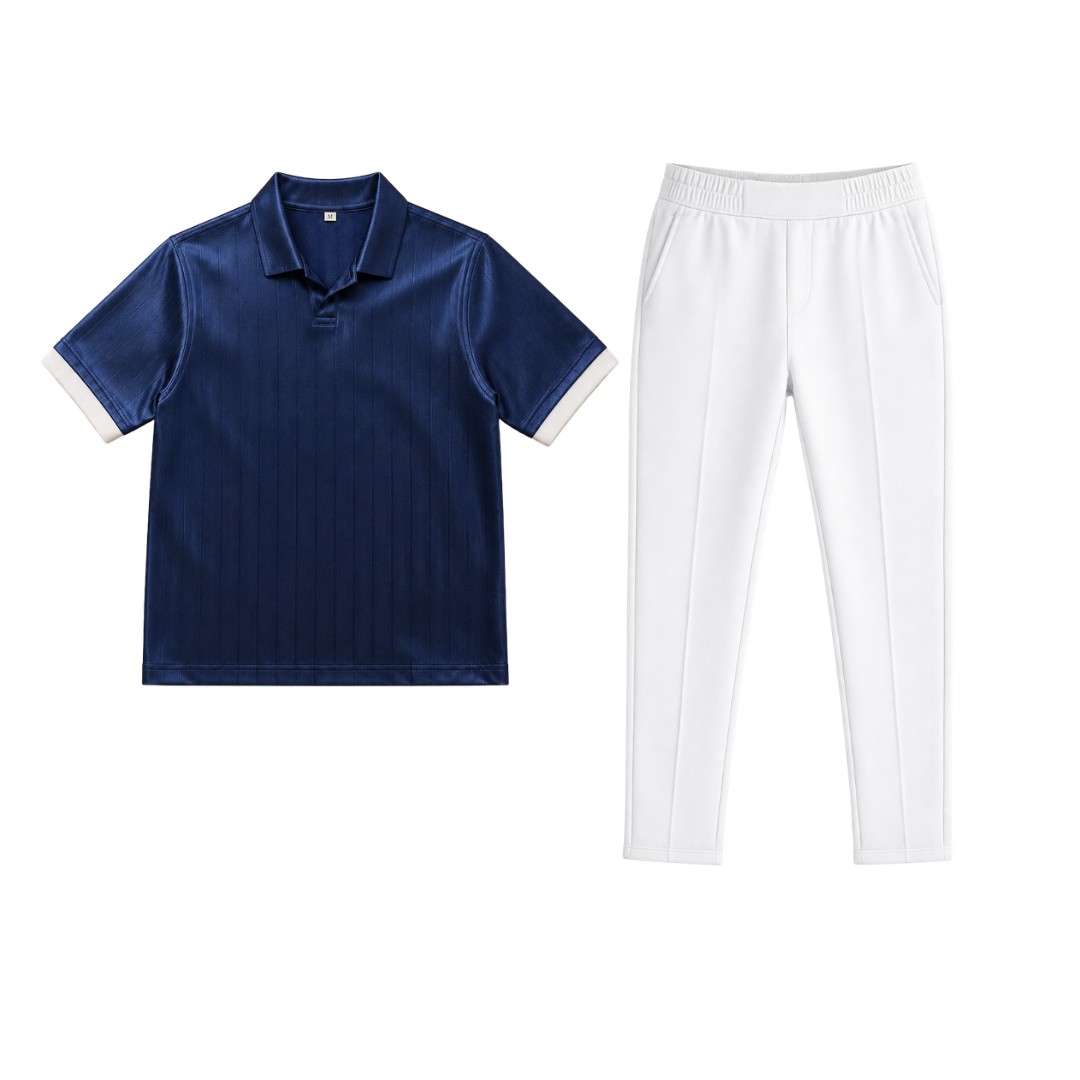 Blue Drop Needle and White Scuba Trouser
