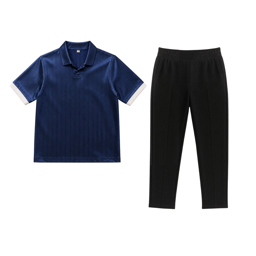 Blue Drop Needle with Black Scuba Trouser