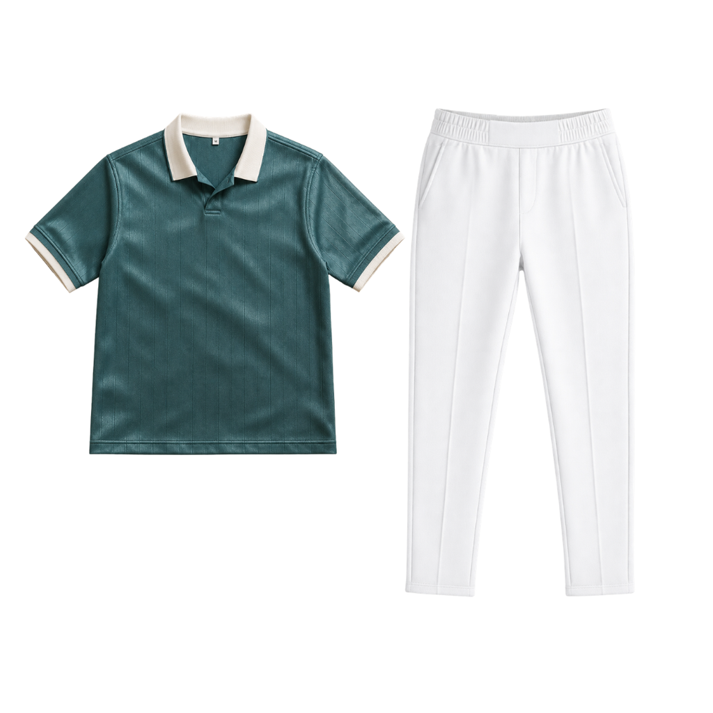 Green Drop Needle with White Scuba Trouser