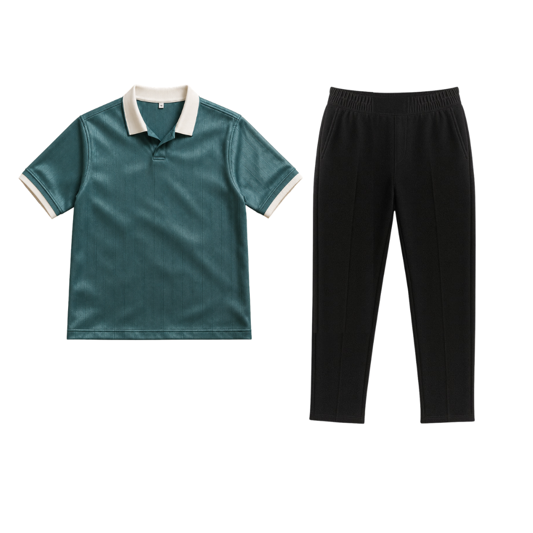 Green Drop Needle with Black Scuba Trouser