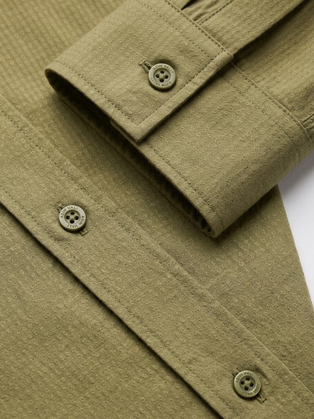 Olive Textured Button-Down Shirt