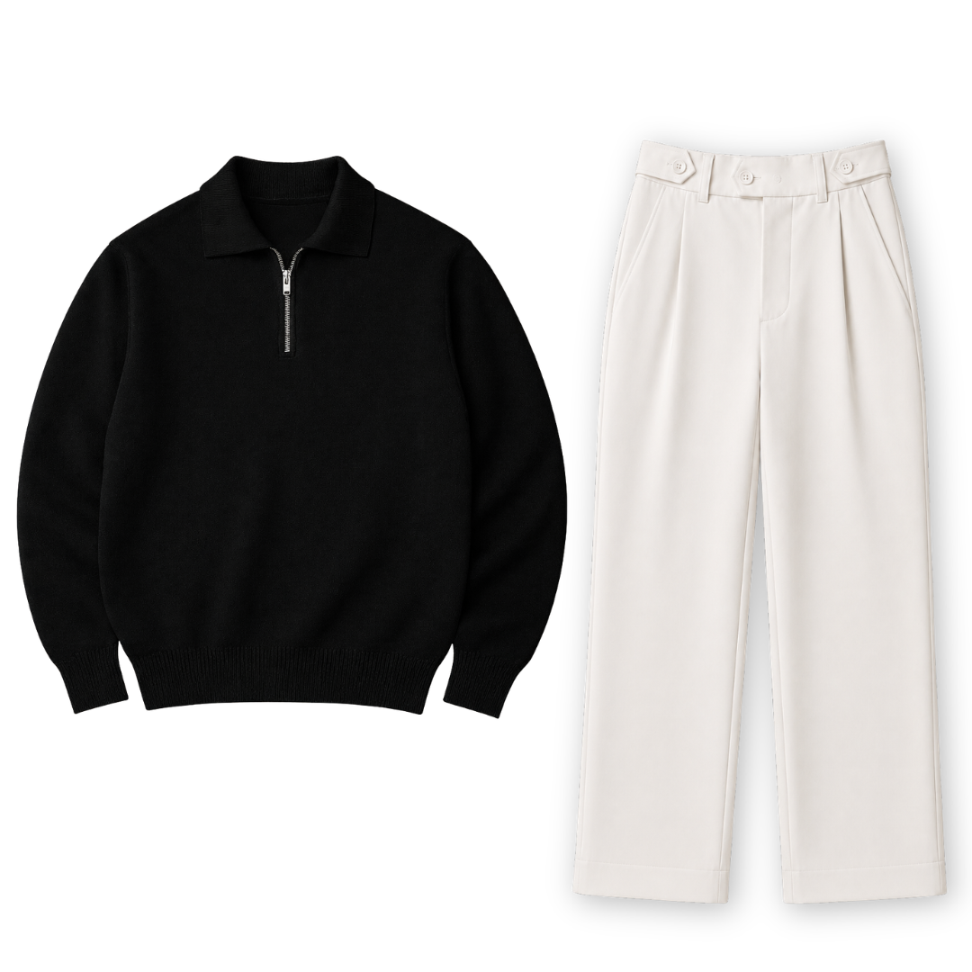 Black Zipper & Korean Trouser